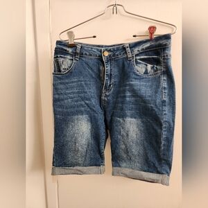 ROSSWEAR Cuffed Bermuda Denim Shorts | Women's Size 12 - 14 (L)